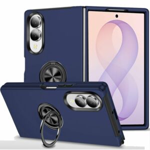 For Samsung Z Flip 8 Utter Tough Metal Ring Movable Camera Window Hybrid Case Cover - Navy blue