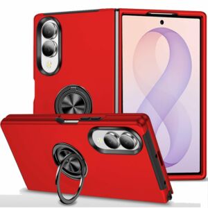 For Samsung Z Flip 8 Utter Tough Metal Ring Movable Camera Window Hybrid Case Cover - Red