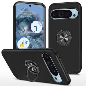 For Google Pixel 9 Pro 6.8inch CHIEF Oil Painted Magnetic Ring Stand Hybrid Case Cover - Black