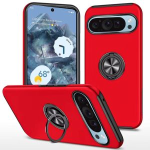 For Google Pixel 9 Pro 6.8inch CHIEF Oil Painted Magnetic Ring Stand Hybrid Case Cover - Red