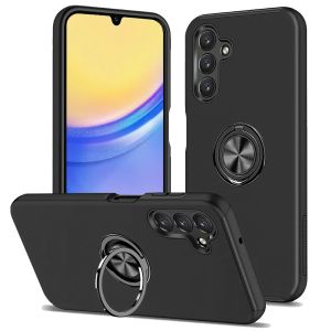 For Samsung A15 5G CHIEF Oil Painted Magnetic Ring Stand Hybrid Case Cover - Black