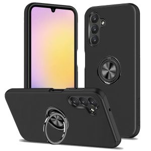 For Samsung A25 5G CHIEF Oil Painted Magnetic Ring Stand Hybrid Case Cover - Black