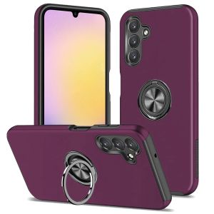 For Samsung A25 5G CHIEF Oil Painted Magnetic Ring Stand Hybrid Case Cover - Dark Purple