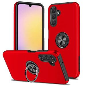 For Samsung A25 5G CHIEF Oil Painted Magnetic Ring Stand Hybrid Case Cover - Red