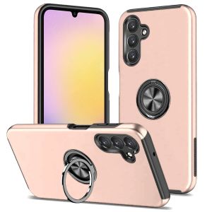 For Samsung A25 5G CHIEF Oil Painted Magnetic Ring Stand Hybrid Case Cover - Rose Gold