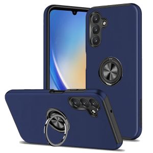 For Samsung A35 5g CHIEF Oil Painted Magnetic Ring Stand Hybrid Case Cover - Dark Blue