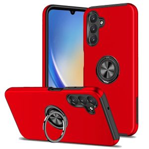 For Samsung A35 5g CHIEF Oil Painted Magnetic Ring Stand Hybrid Case Cover - Red