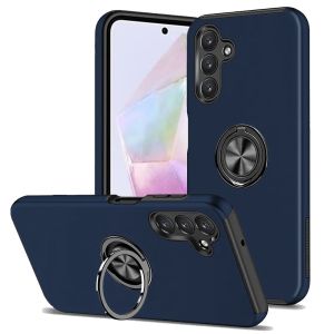 For Samsung Galaxy A36 / A56 CHIEF Oil Painted Magnetic Ring Stand Hybrid Case Cover - Dark Blue
