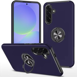 For Samsung Galaxy A37 CHIEF Oil Painted Magnetic Ring Stand Hybrid Case Cover - Dark Purple