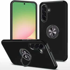 For Samsung Galaxy A57 CHIEF Oil Painted Magnetic Ring Stand Hybrid Case Cover - Black