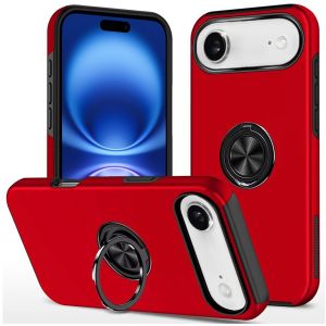 For iPhone 17 Air CHIEF Oil Painted Magnetic Ring Stand Hybrid Case Cover - Red