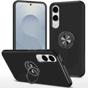 For Samsung Galaxy s25 Edge CHIEF Oil Painted Magnetic Ring Stand Hybrid Case Cover - Black