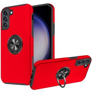 For Samsung s23 FE 5G CHIEF Oil Painted Magnetic Ring Stand Hybrid Case Cover - Red