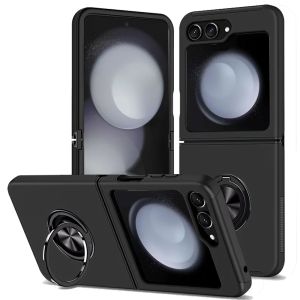 For Samsung Z Flip 6 CHIEF Oil Painted Magnetic Ring Stand Hybrid Case Cover - Black