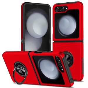 For Samsung Z Flip 6 CHIEF Oil Painted Magnetic Ring Stand Hybrid Case Cover - Red