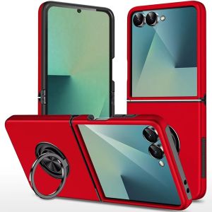 For Samsung Z Flip 7 CHIEF Oil Painted Magnetic Ring Stand Hybrid Case Cover - Red