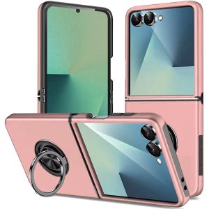 For Samsung Z Flip 7 CHIEF Oil Painted Magnetic Ring Stand Hybrid Case Cover - Rose Gold