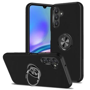 For Samsung Galaxy A05s CHIEF Oil Painted Magnetic Ring Stand Hybrid Case Cover - Black