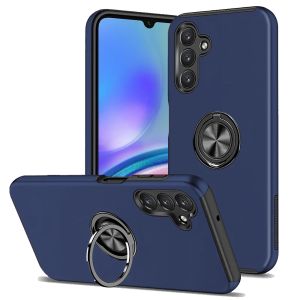 For Samsung Galaxy A05s CHIEF Oil Painted Magnetic Ring Stand Hybrid Case Cover - Dark Blue