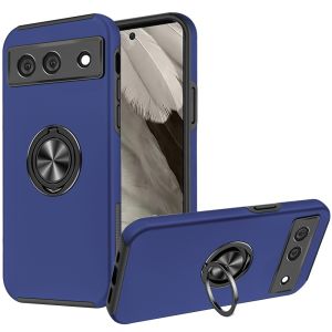 For Google Pixel 7A 6.1" CHIEF Oil Painted Magnetic Ring Stand Hybrid Case Cover - Dark Blue