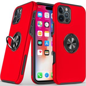 For iPhone 16 Pro 6.3 inch CHIEF Oil Painted Magnetic Ring Stand Hybrid Case Cover - Red