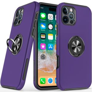 For iPhone 16 Pro Max 6.9 inch CHIEF Oil Painted Magnetic Ring Stand Hybrid Case Cover - Dark Purple