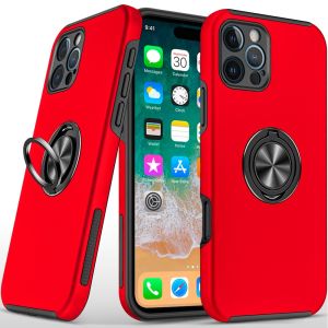 For iPhone 16 Pro Max 6.9 inch CHIEF Oil Painted Magnetic Ring Stand Hybrid Case Cover - Red