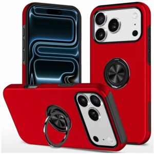 For Apple iPhone 18 Pro Max CHIEF Oil Painted Magnetic Ring Stand Hybrid Case Cover - Red