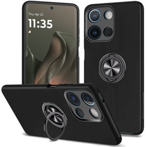 For Motorola Edge 2025 CHIEF Oil Painted Magnetic Ring Stand Hybrid Case Cover - Black
