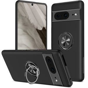 For Google Pixel 8 5G CHIEF Oil Painted Magnetic Ring Stand Hybrid Case Cover - Black