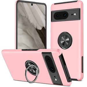 For Google Pixel 8 5G CHIEF Oil Painted Magnetic Ring Stand Hybrid Case Cover - Pink