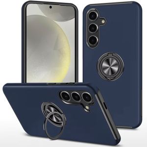 For Samsung S25 Plus CHIEF Oil Painted Magnetic Ring Stand Hybrid Case Cover - Dark Blue