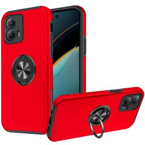 For Motorola Moto G Power 5g 2024 CHIEF Oil Painted Magnetic Ring Stand Hybrid Case Cover - Red