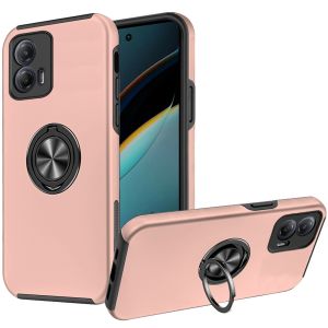 For Motorola Moto G Power 5g 2024 CHIEF Oil Painted Magnetic Ring Stand Hybrid Case Cover - Rose Gold