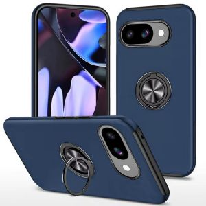 For Google Pixel 9A CHIEF Oil Painted Magnetic Ring Stand Hybrid Case Cover - Dark Blue