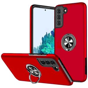 For Samsung Galaxy S20 FE 5G CHIEF Oil Painted Magnetic Ring Stand Hybrid Case Cover - Red