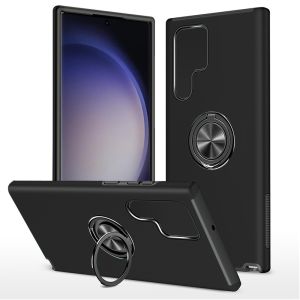 For Samsung Galaxy s24 Ultra CHIEF Oil Painted Magnetic Ring Stand Hybrid Case Cover - Black