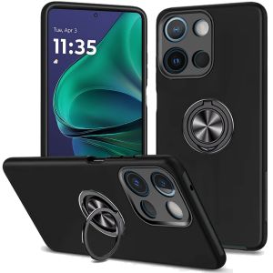For Moto G Stylus 5G 2025 CHIEF Oil Painted Magnetic Ring Stand Hybrid Case Cover - Black