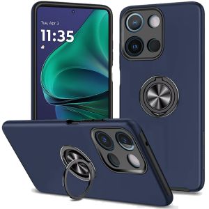 For Moto G Stylus 5G 2025 CHIEF Oil Painted Magnetic Ring Stand Hybrid Case Cover - Dark Blue