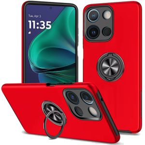 For Moto G Stylus 5G 2025 CHIEF Oil Painted Magnetic Ring Stand Hybrid Case Cover - Red