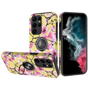For Samsung S23 Plus Sketch Design Hybrid Magnetic Ring Sand Case Cover - A