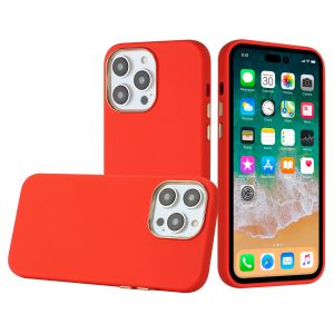 For iP15 Pro Max Classy Slick Chromed Around Hybrid Case Cover - Red