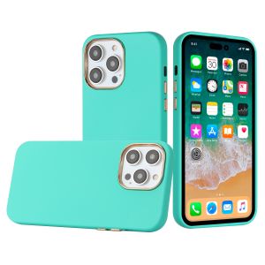 For iPhone 15 Classy Slick Chromed Around Hybrid Case Cover - Teal