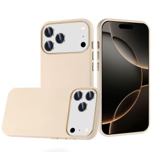 For iPhone 17 Pro Max Classy Slick Chromed Around Hybrid Case Cover - White