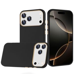 For iPhone 17 Pro Classy Slick Chromed Around Hybrid Case Cover - Black