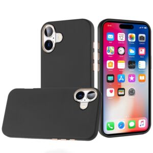 For iPhone 14/ 13 Classy Slick Chromed Around Hybrid Case Cover - Black