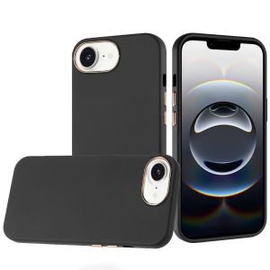For iPhone 16E (E edition) / SE4 (2025) Classy Slick Chromed Around Hybrid Case Cover - Black