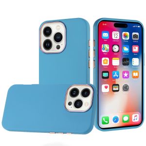 For iPhone 16 Pro 6.3 inch Classy Slick Chromed Around Hybrid Case Cover - Light Blue
