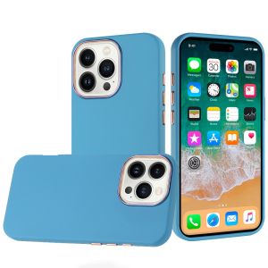 For iPhone 16 Pro Max 6.9 inch Classy Slick Chromed Around Hybrid Case Cover - Light Blue