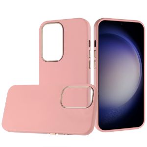 For Samsung Galaxy s24 Ultra Classy Slick Chromed Around Hybrid Case Cover - Light Pink